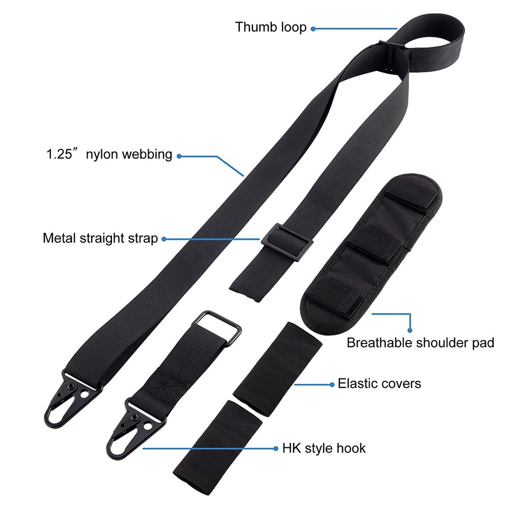 2 Point Gun Rifle Sling Gun Strap with FAST-LOOP Adjuster Shoulder Pad