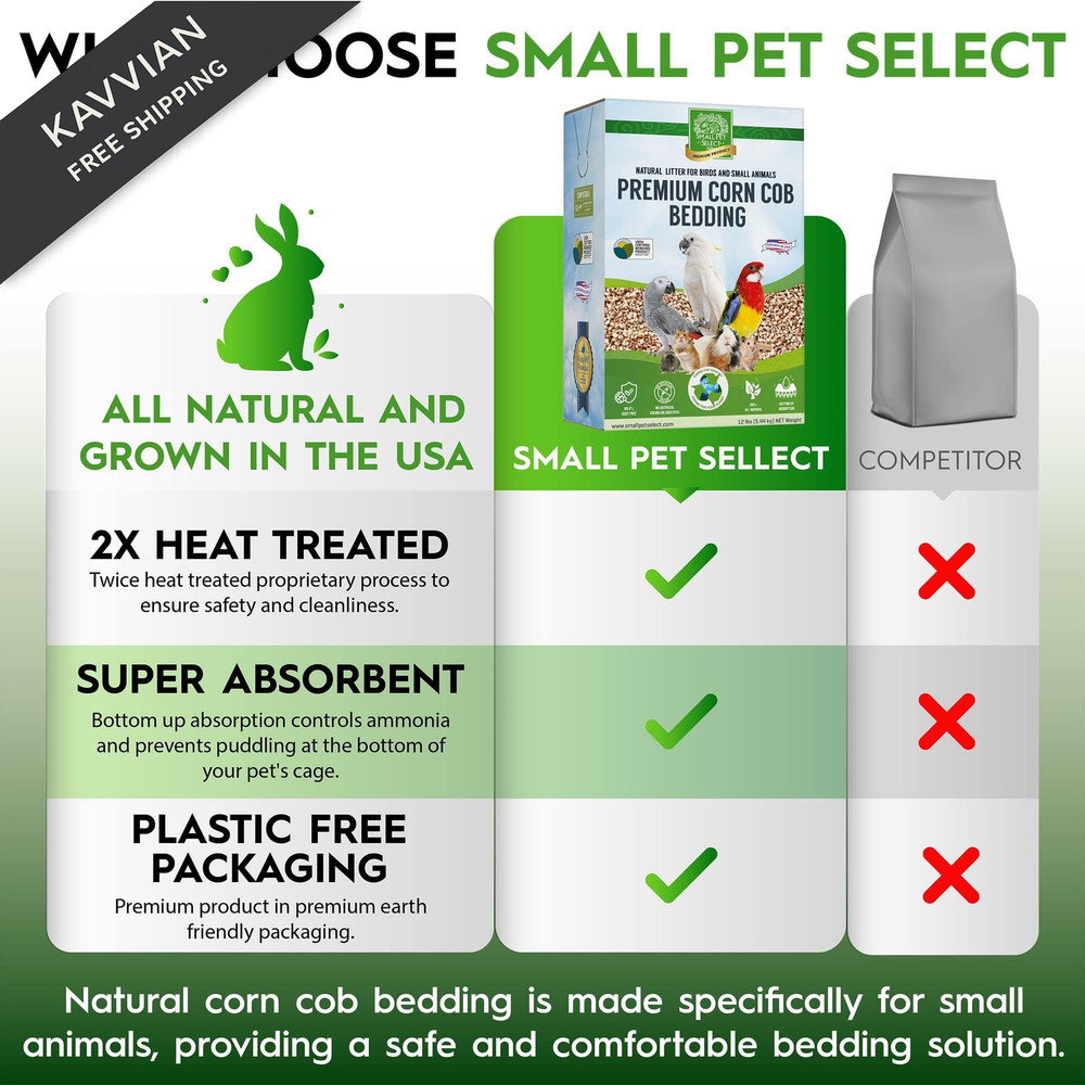 100% Natural Corn Cob Bedding for Pets - Small Pet Select 12lb, brown