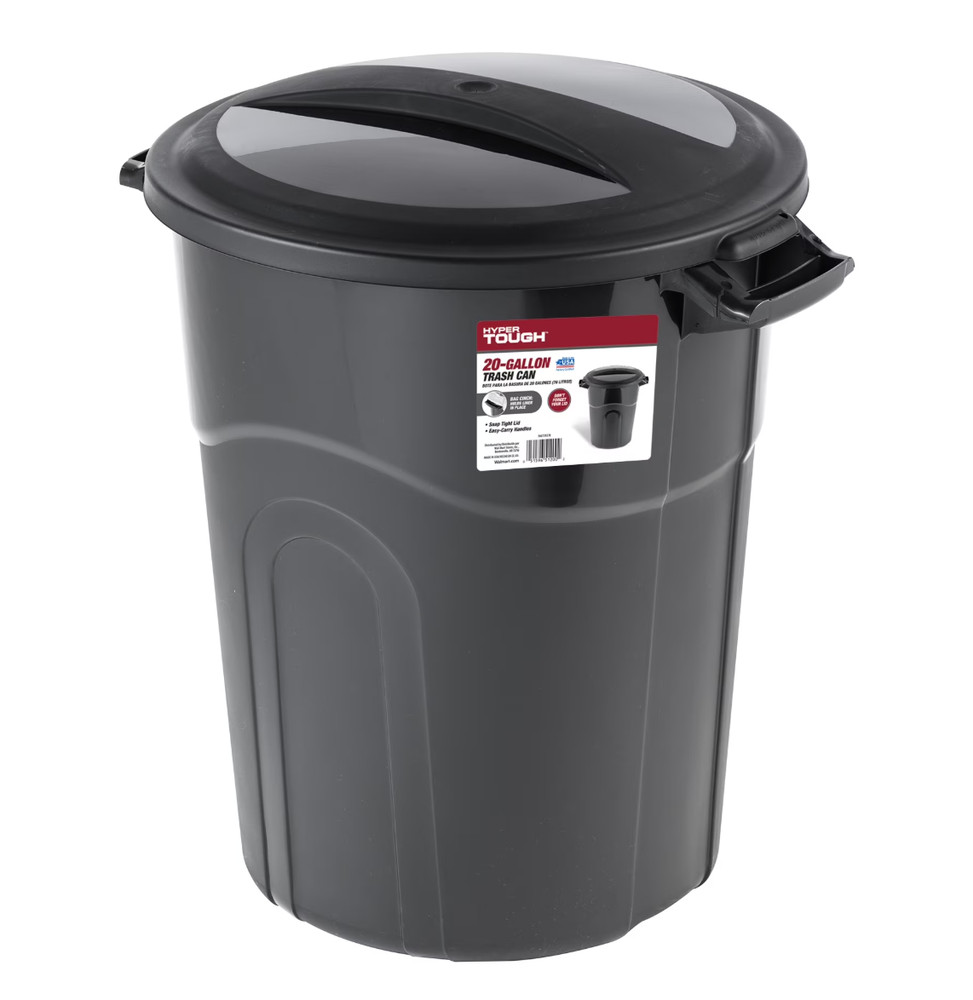 20 Gallon Heavy Duty Garbage Can Include Lid Black Plastic Trash Bin