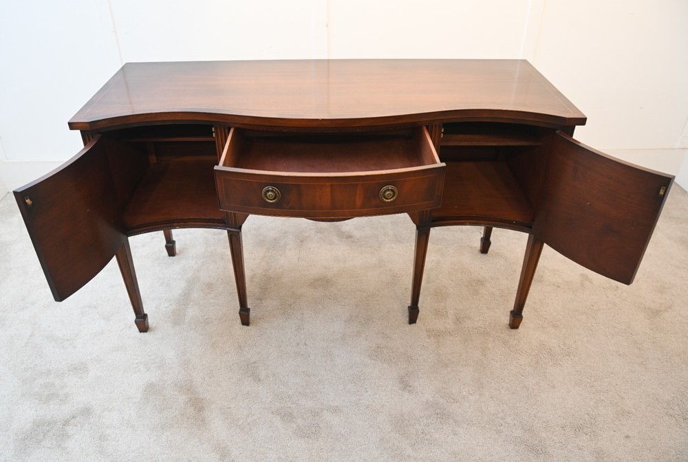 Sheraton Sideboard Mahogany Serpentine Server Buffet 1910