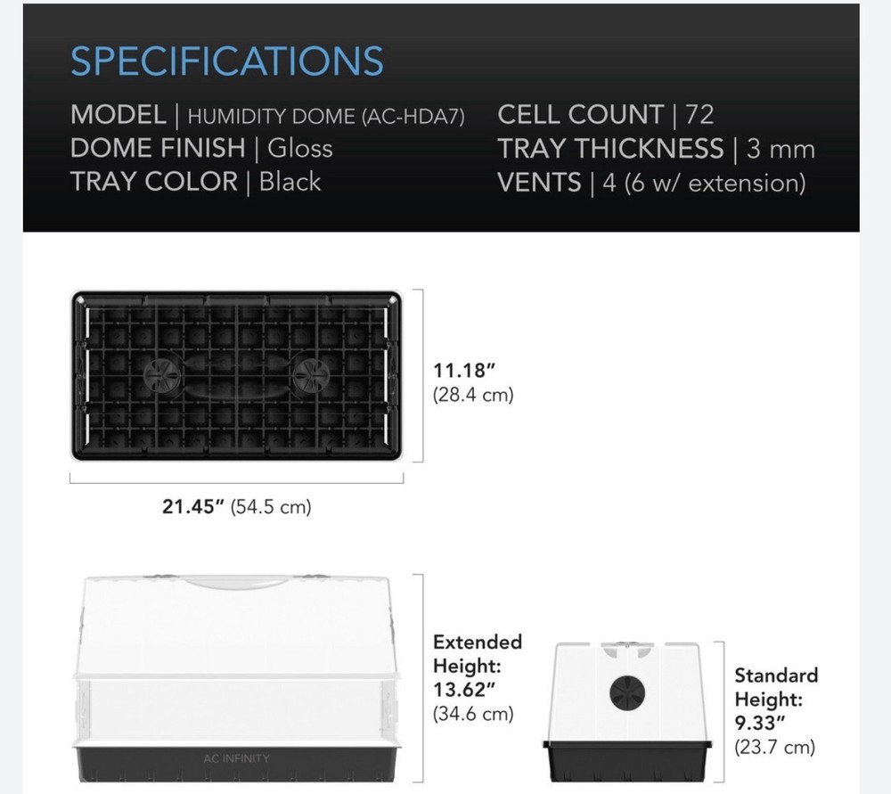 HEAVY-DUTY Humidity Dome 6x12 Includes  Height Extension Kit
