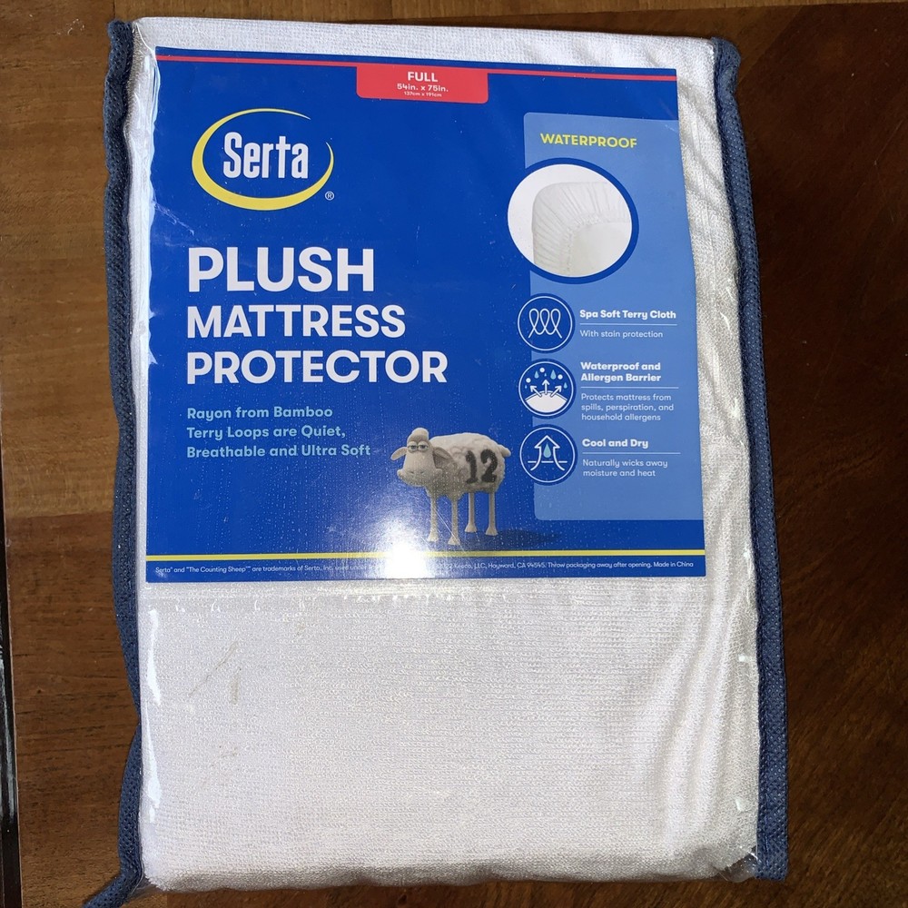 New Serta Full Plush Mattress Protector Waterproof 54" X 75"