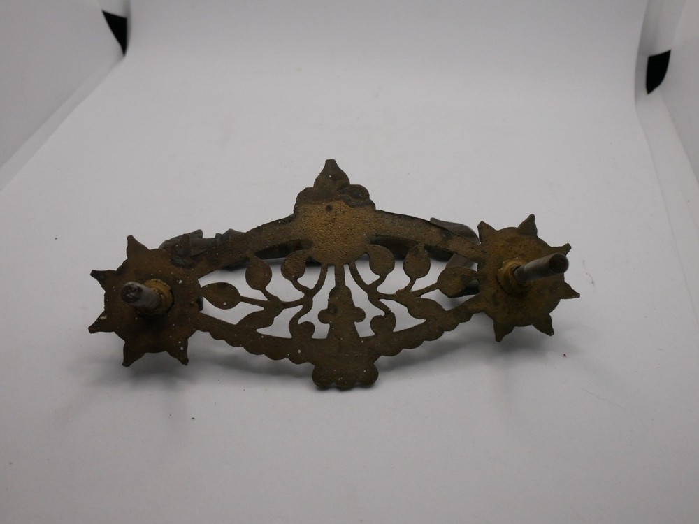 3 Antique Victorian Era Ornate Decorative Cast Brass Drawer Pull