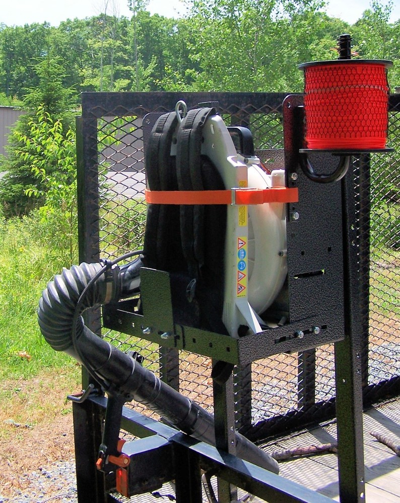 Adjustable Back Pack Sprayer Blower Rack for Open Landscape Trailer - RA-39/BMHD