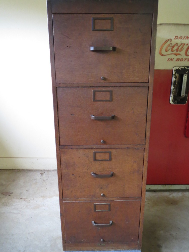 Antique Globe Wernicke 4 Drawer Oak File Cabinet