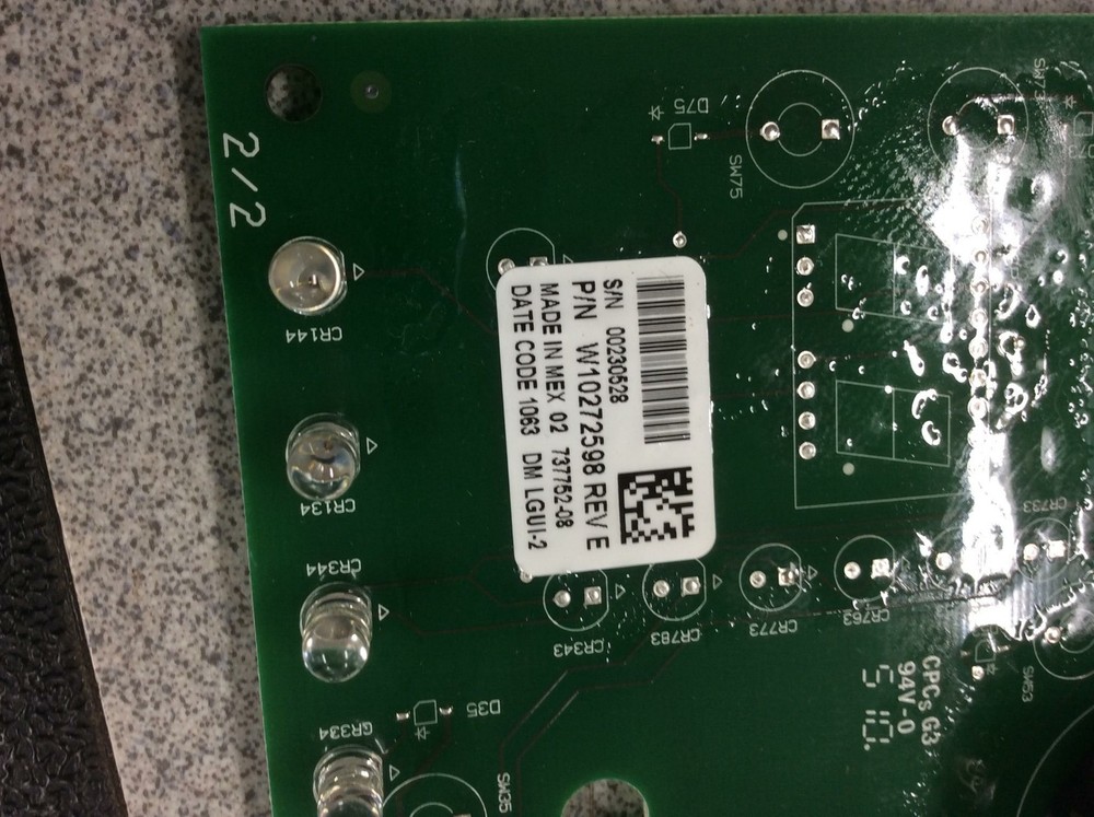 Cabrio Dryer Control Board part# w10272598 rev e