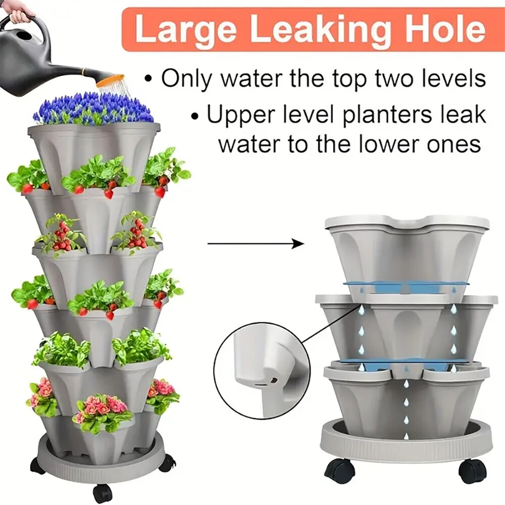5 Tier Vertical Strawberry Planter Stackable Tower Herb Planters Stacking Garden