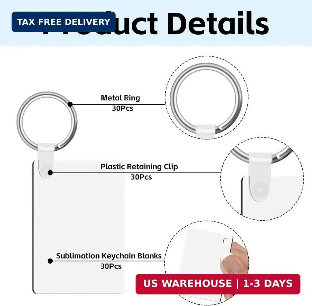 90Pcs Sublimation Keychain Blanks,Blank Keychains MDF Double Sides Rectangle Rou