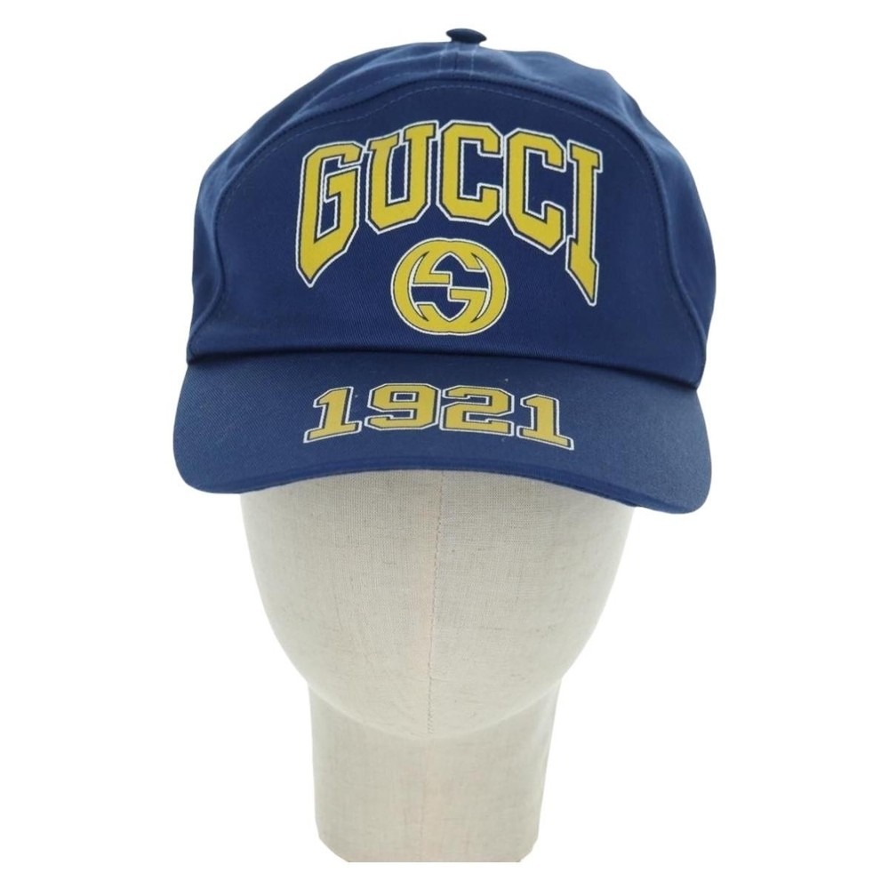 GUCCI Cap Canvas Blue 730186 Auth BA12036A