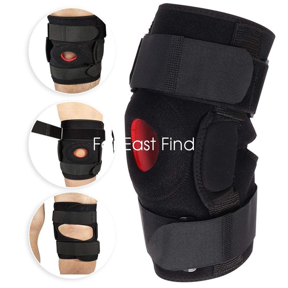 Hinged Knee Brace Compression Sleeve Joint Support Open Patella Stabilizer Wrap