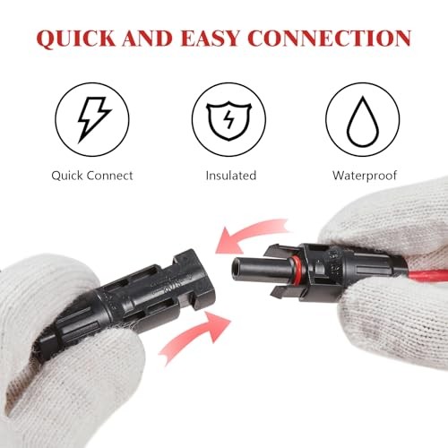 Solar Panel Extension Cable, Solar Connector 20FT 14AWG Waterproof Solar Panel