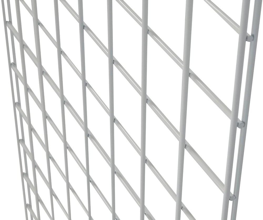 Wire Grid Triangle Tower Display Rack Casters Rolling Castors white 2' x 5 ½' H