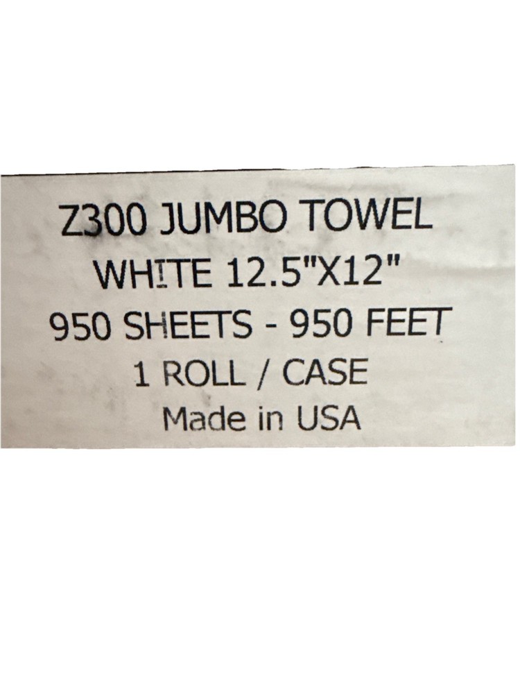 Toolbox® Z300 White Jumbo Roll, 950 Sheets/Roll, 1 Roll/Case