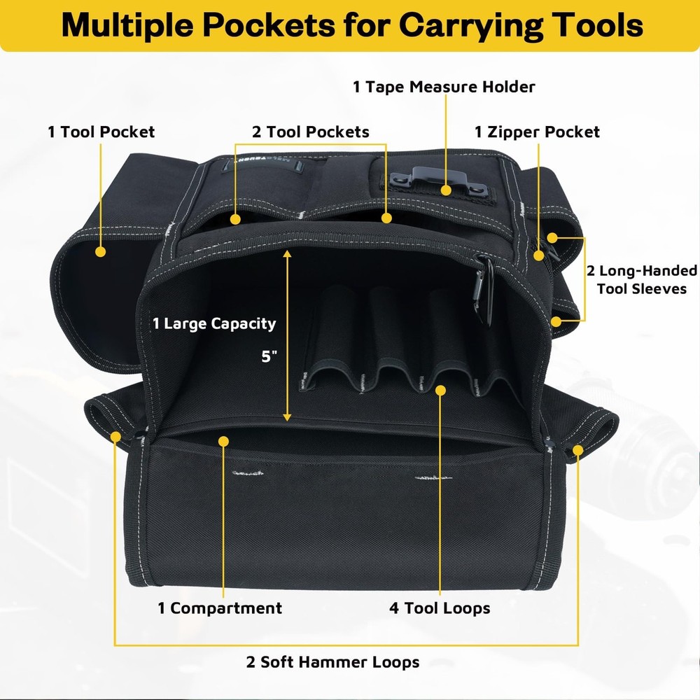 MELOTOUGH Professional Tool Belt Pouch,Small Tool Pouch with Belt,Left/Right ...