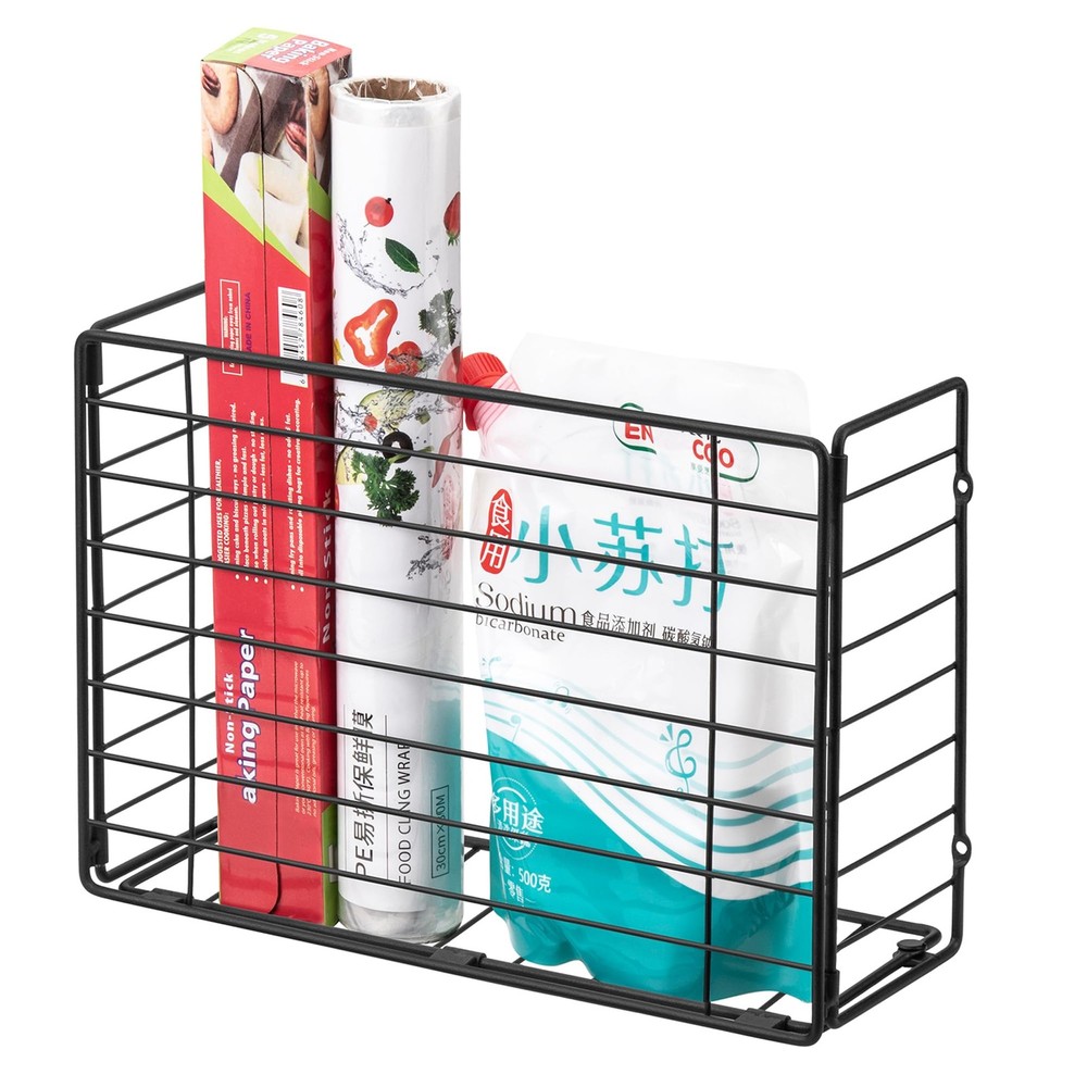 Kitchen Wrap Organizer Rack Wall Mounted Hanging Storage Basket for Cabinet