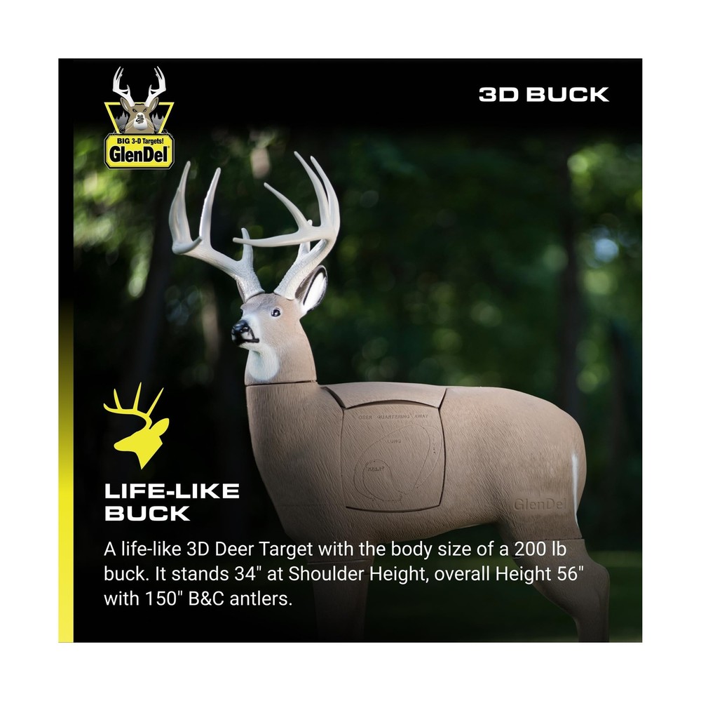 GLENDEL Buck 3D Archery Target with Replaceable Insert Core, GlenDel Buck w/4...