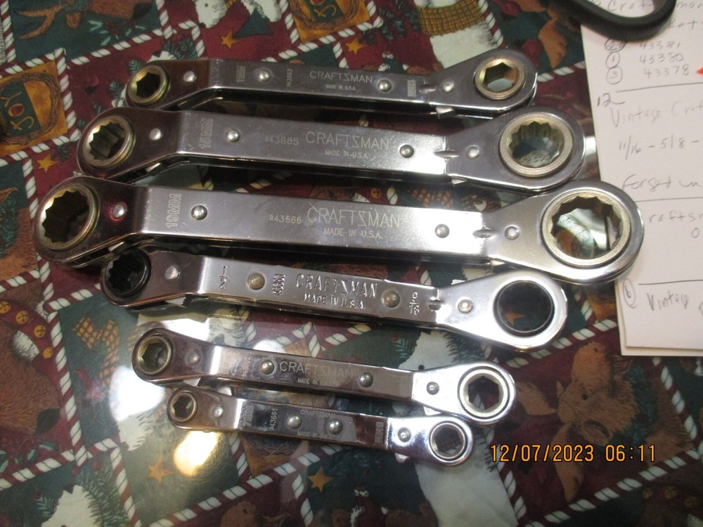 Vintage Craftsman 6 pc Ratcheting Offset Box End Wrench