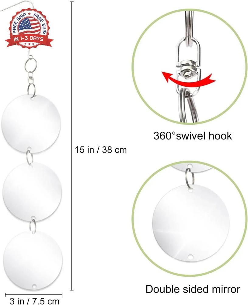 OFFO Reflective Bird Scare Discs Set, 18 PCS Double-Sided Reflective Devices for