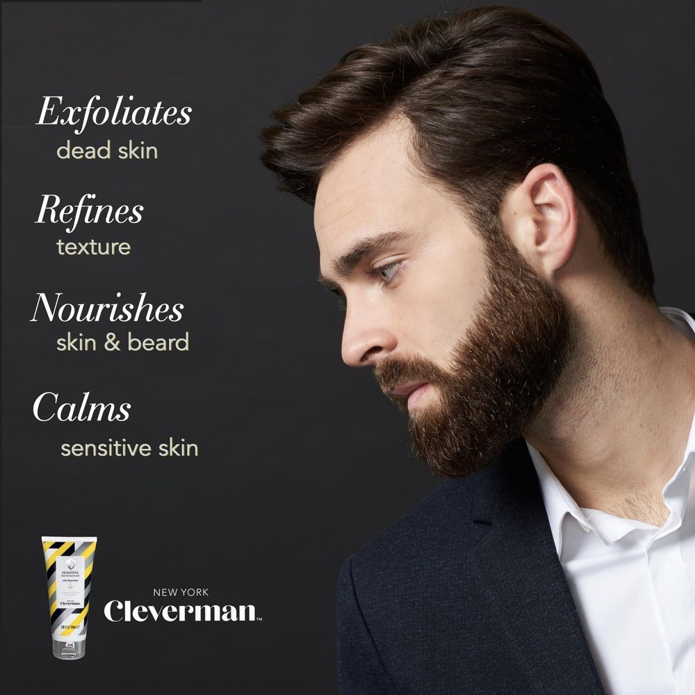 Sensitive Face And Beard Scrub For Men 100ml Peppermintinfused Exfoliating Facia