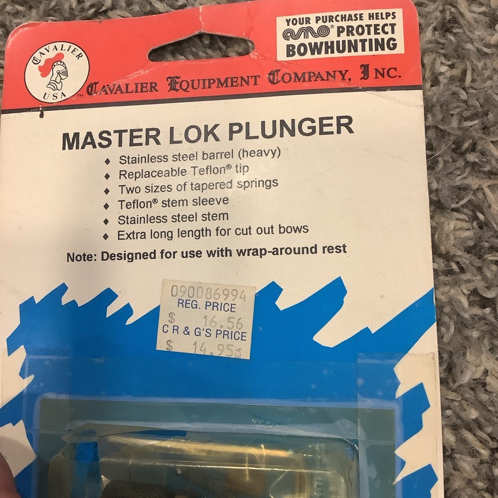 Cavalier Master Lok Plunger, Recurve, Compound, Cushion, Button Pressure