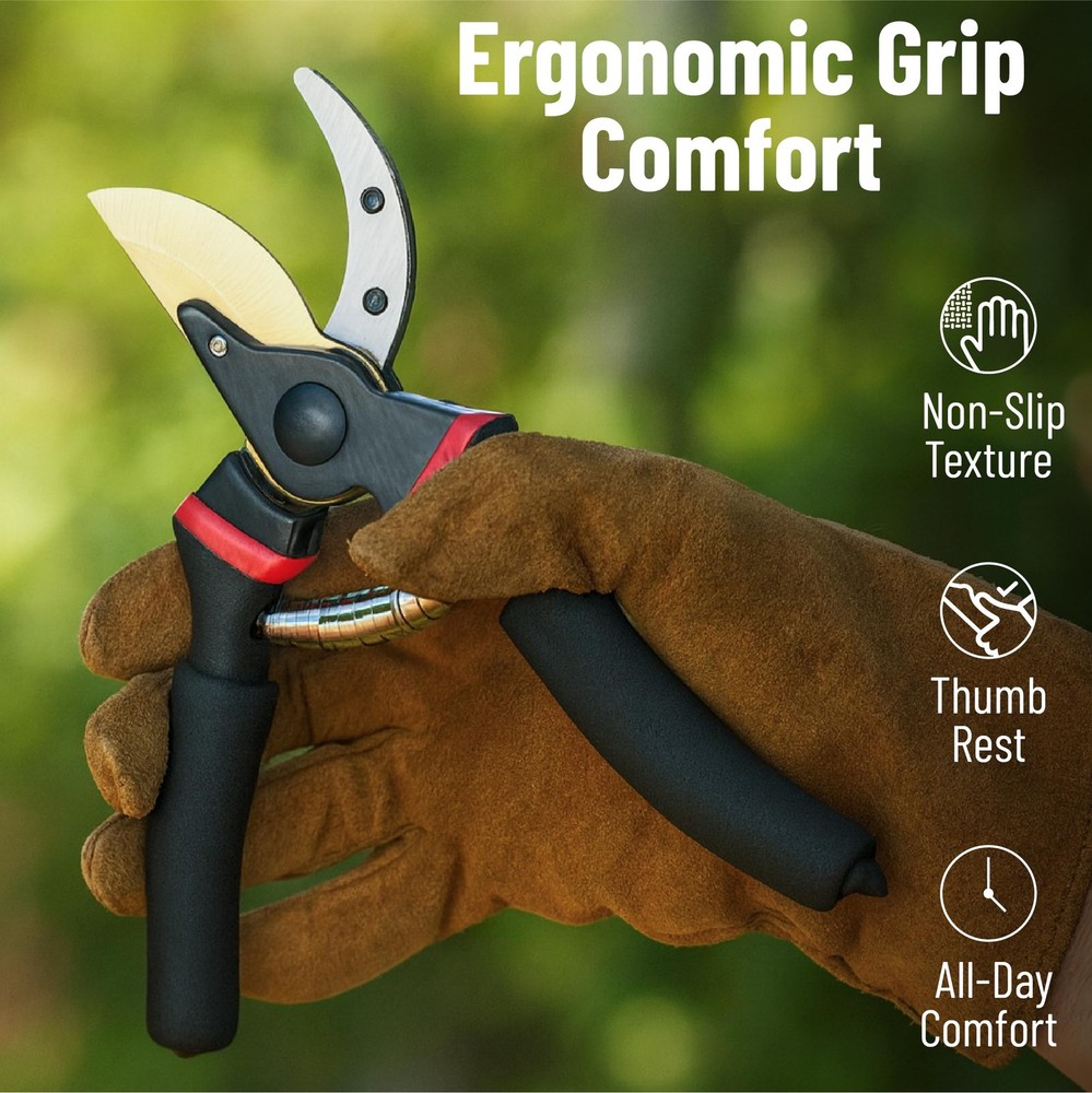 Pruning Shears, Garden 8" Professional, 8 inches, Black