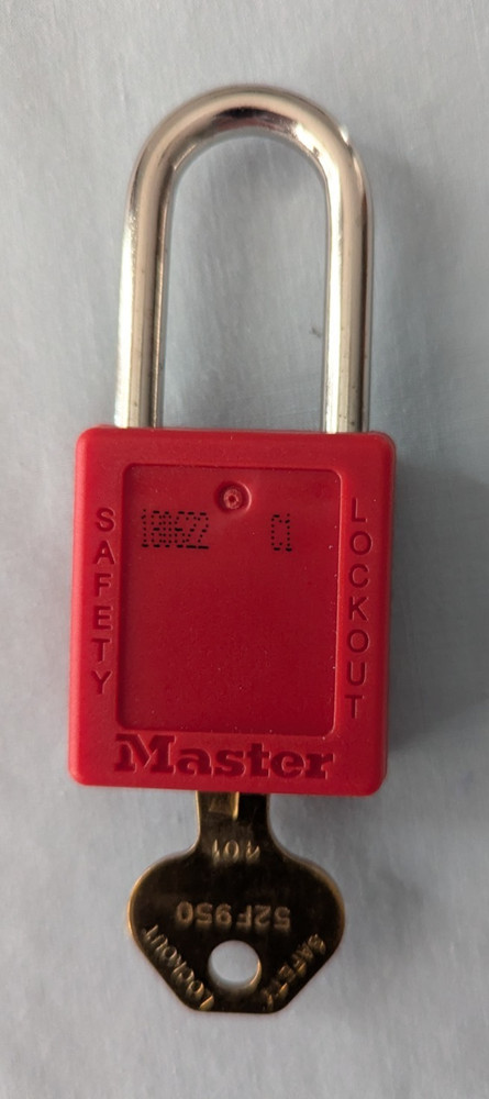 6 Master Lock 410 Lockout Padlocks (5) RED (1) BLUE Different Key Type NEW