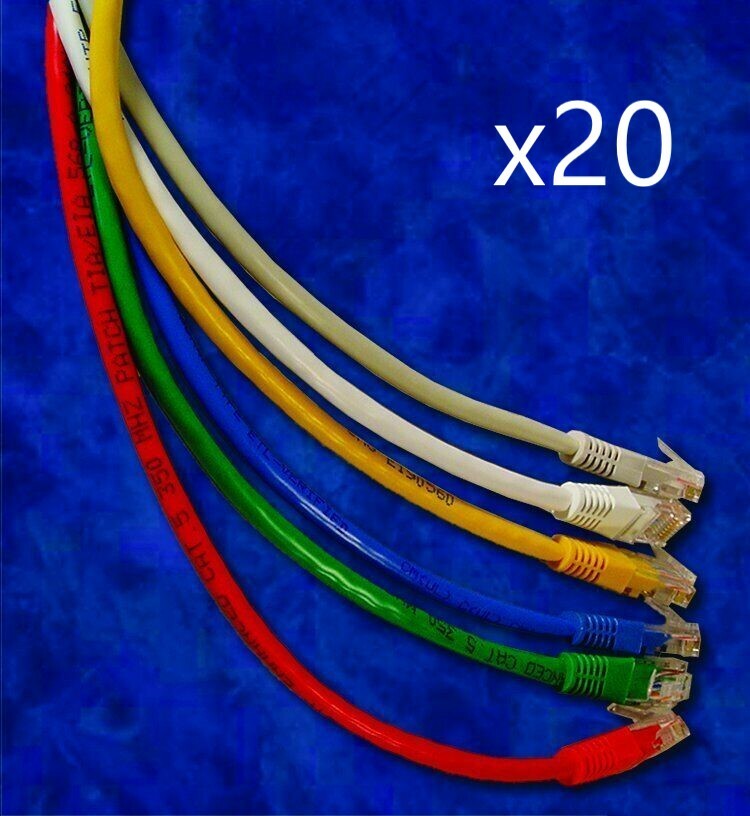 20 Pack - 10ft CAT5e Ethernet Network LAN Router Patch Cable Cord - Pick Colors