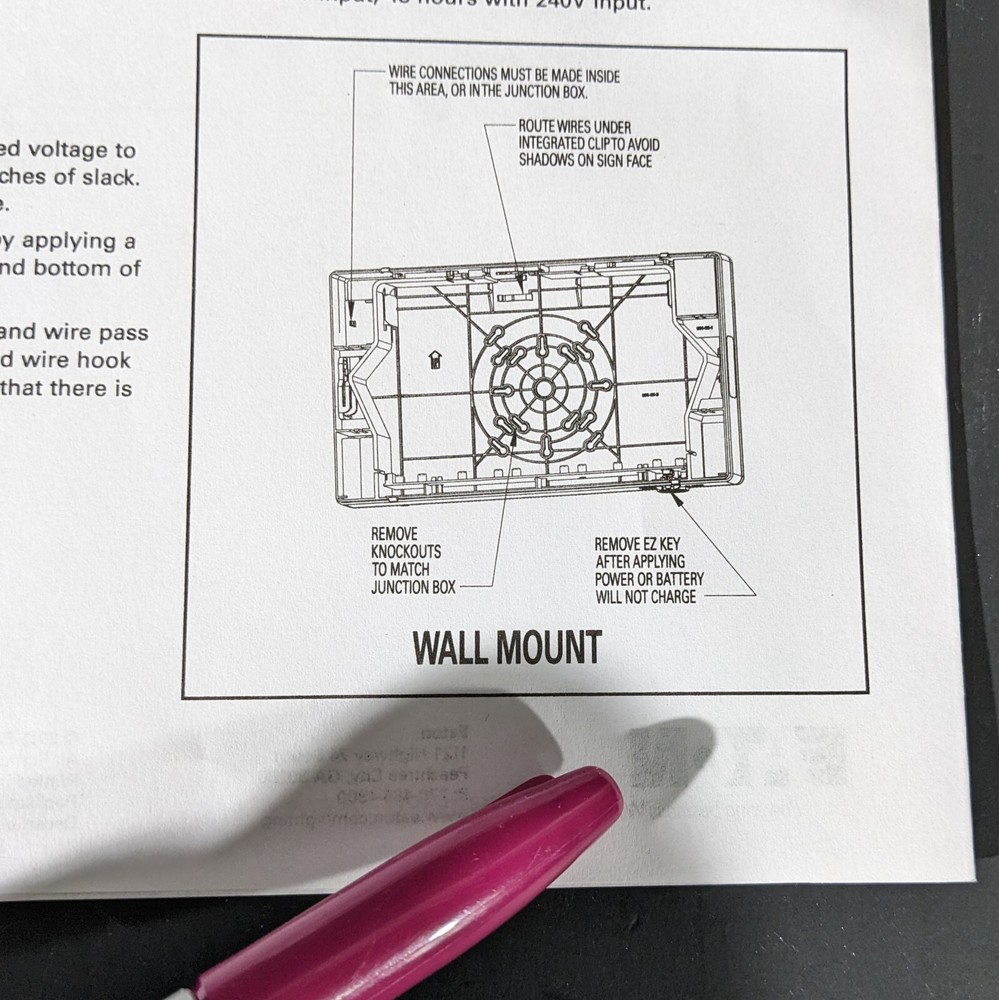 Wall Mount for EXIT Sign EATON Sure-Lites Replacement 049-267