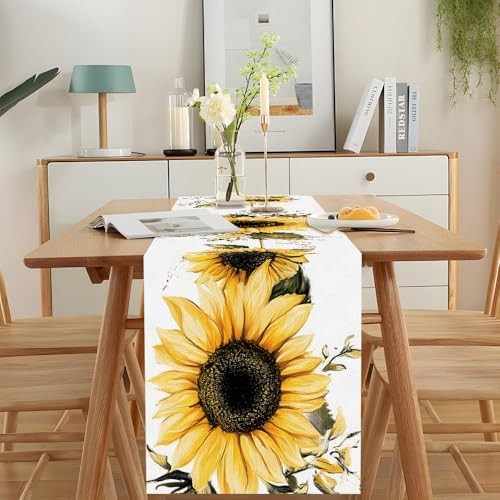 Table Runner 13 x 72 Inch for Dining Table,Fall Table Runner Sunflower