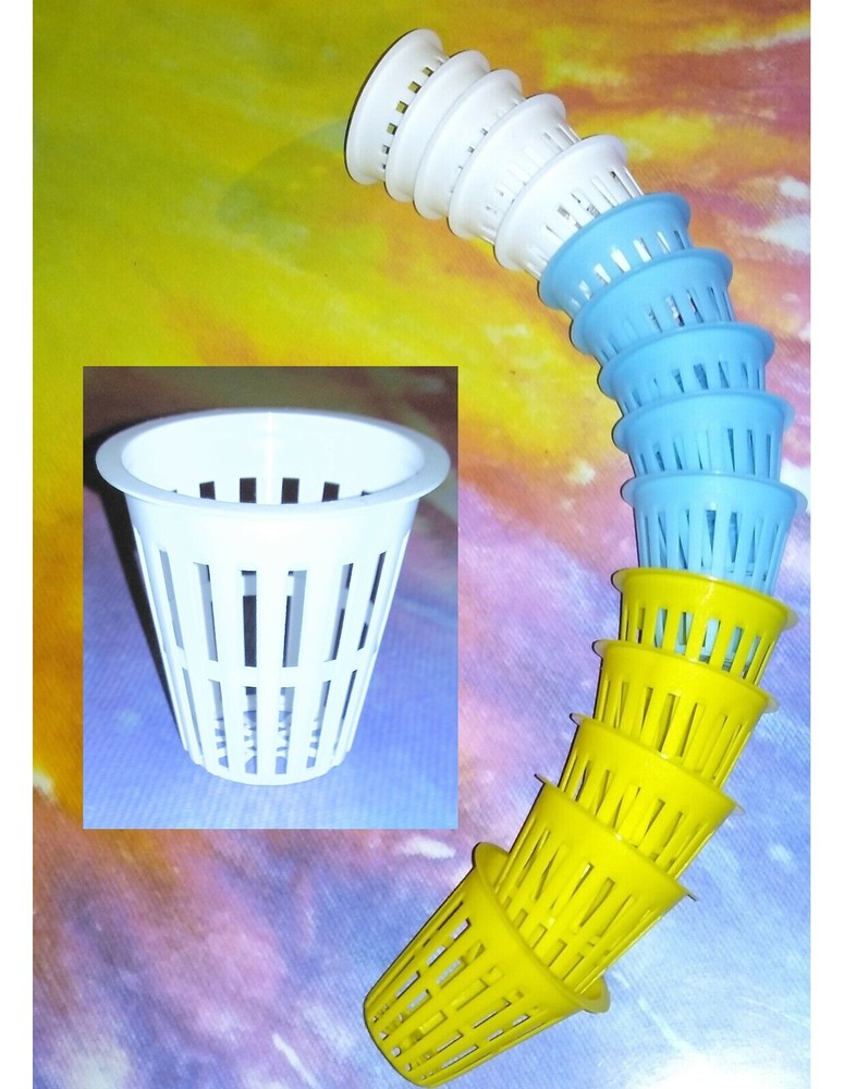 2"  NET CUP POT 6 /10 / 25 / 50 / 100  HYDROPONIC  MULTICOLOR WHITE YELLOW BLUE