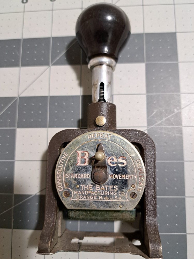 Vintage Bates Numbering Machine 6-Wheels Good Condition, Consecutive numbering