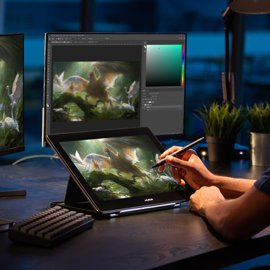 Refurbished HUION KAMVAS PRO 16 （4K）Graphics Drawing Tablet UHD Screen Silver