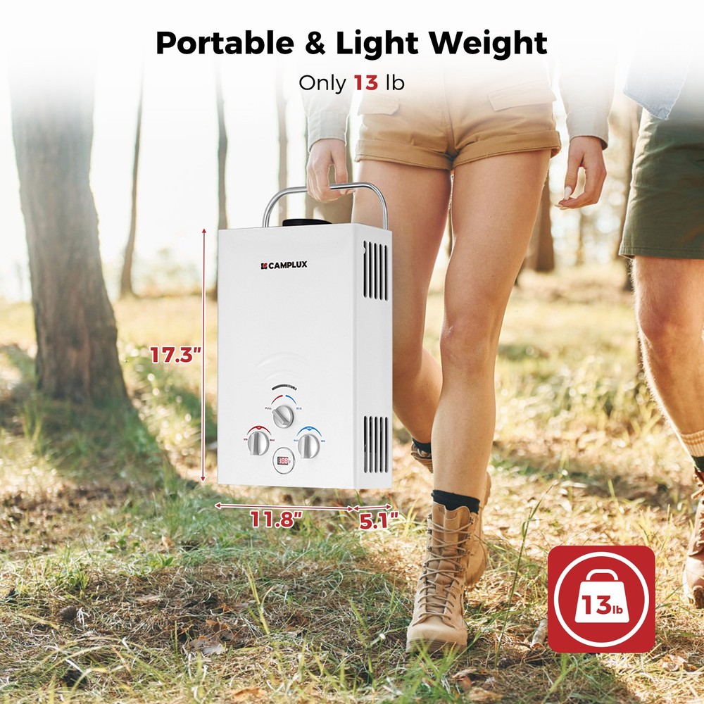 6L Propane Gas Tankless Water Heater On-demand Hot for Outdoor Portable Shower