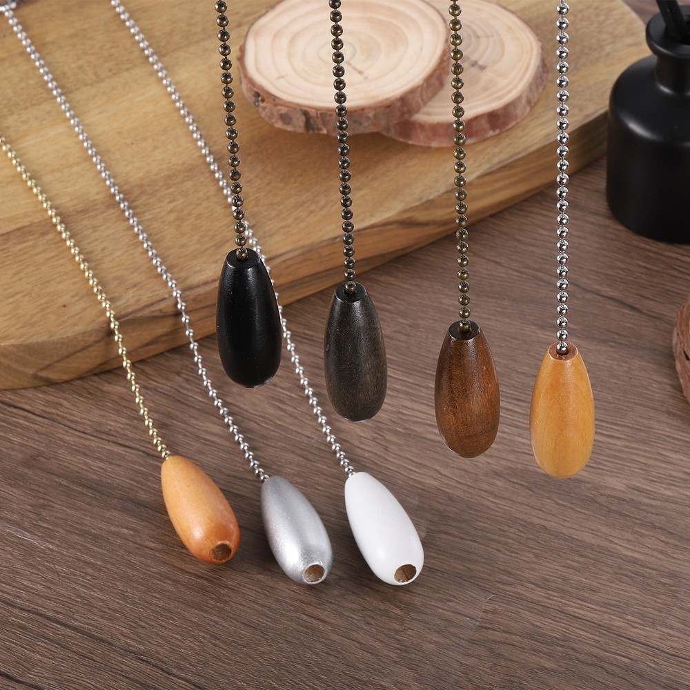 Wooden Ceiling Fan Pull Chain, 4Pcs 12" Pendant Extension Chains, White