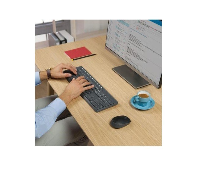 Teclado e Mouse sem fio Logitech MK235 com Conexão USB, Pilhas Inclusas e Layout