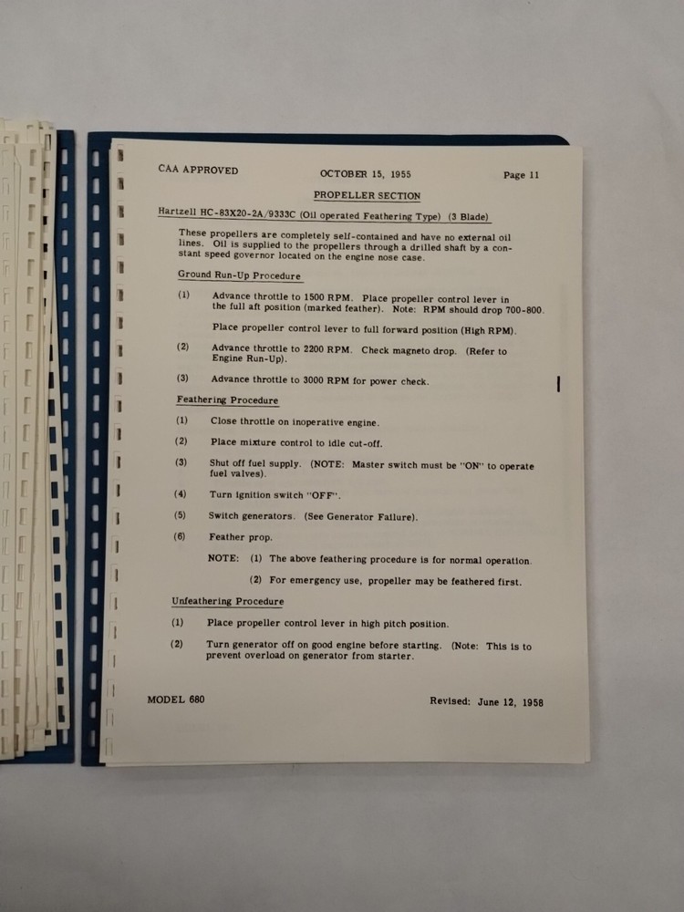 Aero Commander Model 680 Flight Manual-Original