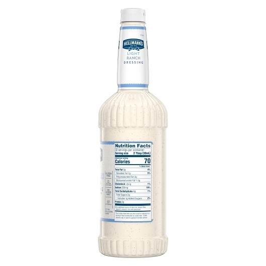 Hellmann s Classics Light Ranch Salad Bar Dressing Bottle, 32 Ounce, 6 Per Case