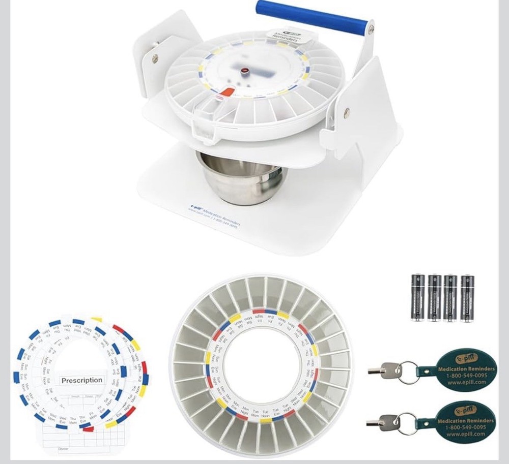 e-pill Automatic Pill Dispenser 28 Compartments Lock Audible Visual White