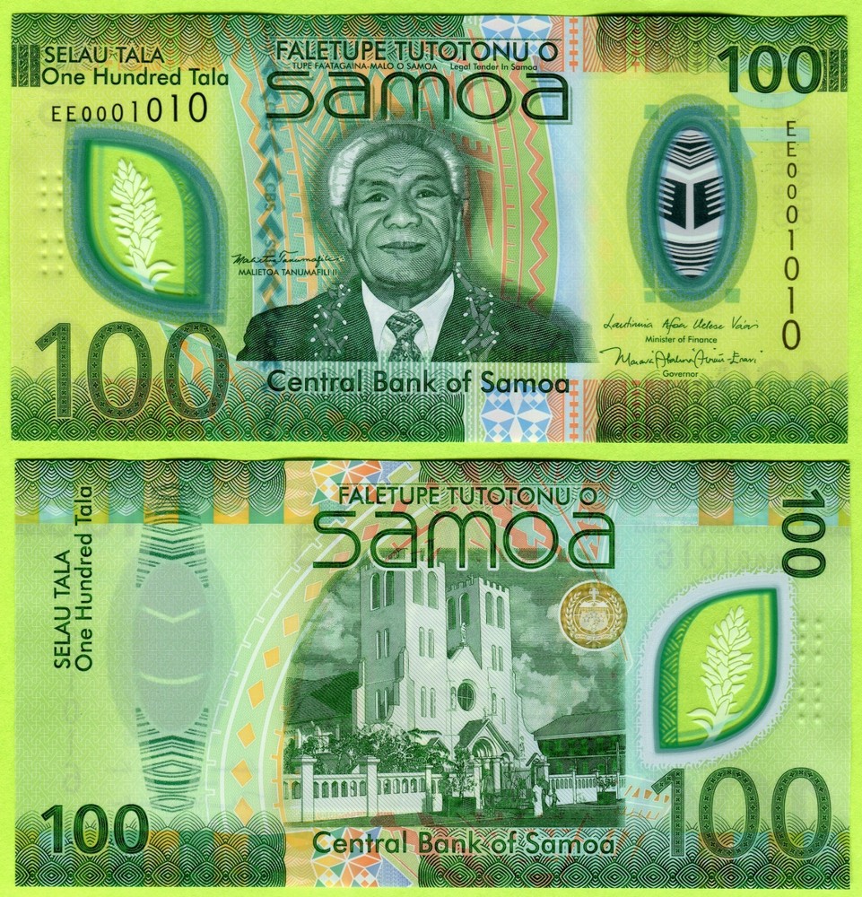 Samoa 100 Tala ND(2025) P51 UNC / Polymer - Binary # 1010