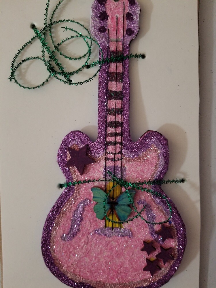 Hand Painted Craft Guitar Magnet Ornament