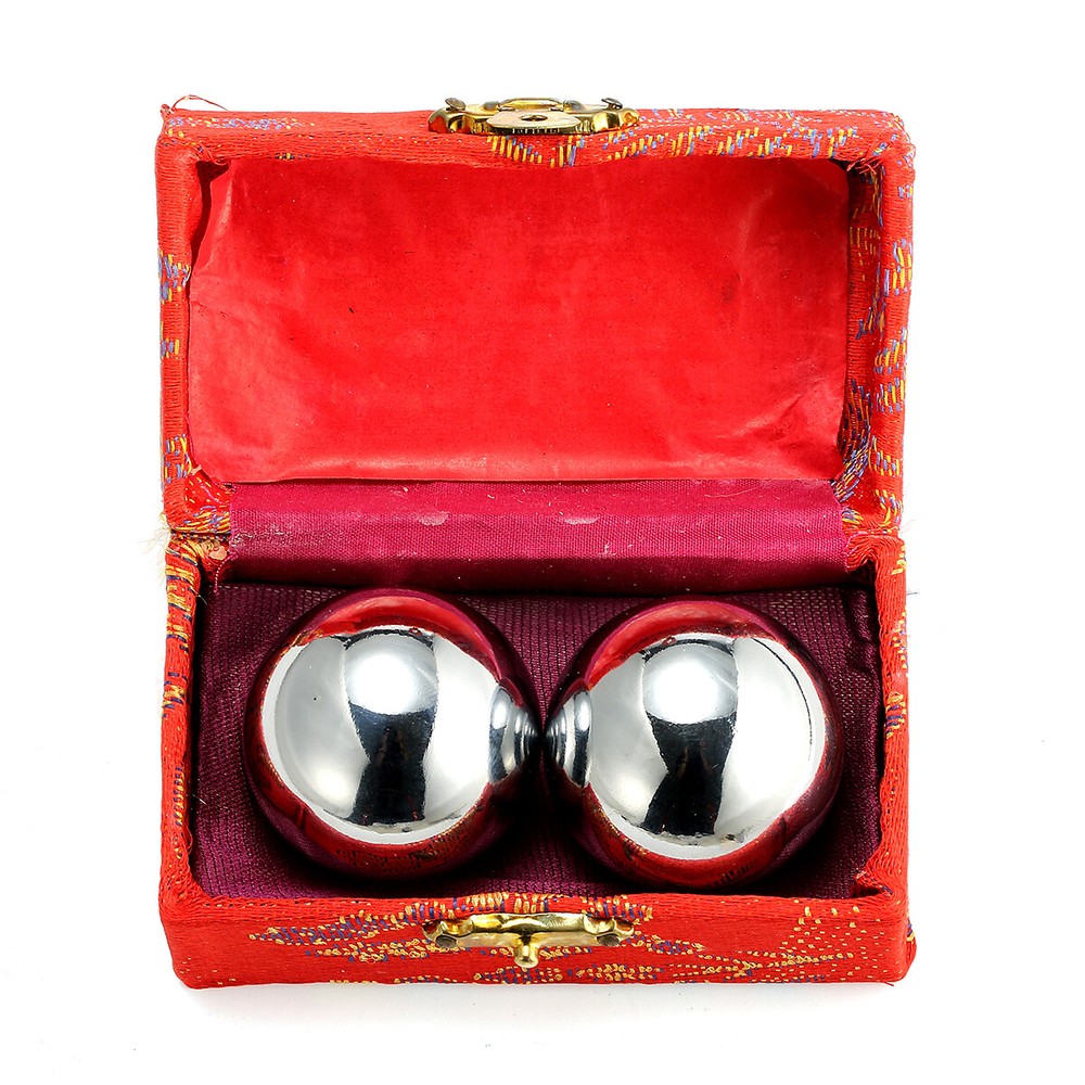 2x 38mm Chinese Baoding Balls Health Hand Exercise Stress Relaxation Therapy