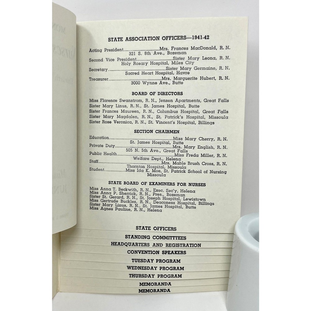 Vintage 1942 Montana State Nurses' Association Convention Program