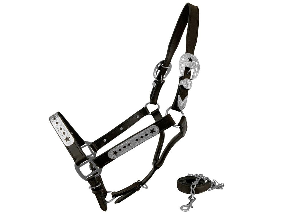 Star & Diamond Silver Show Halter w/ Lead