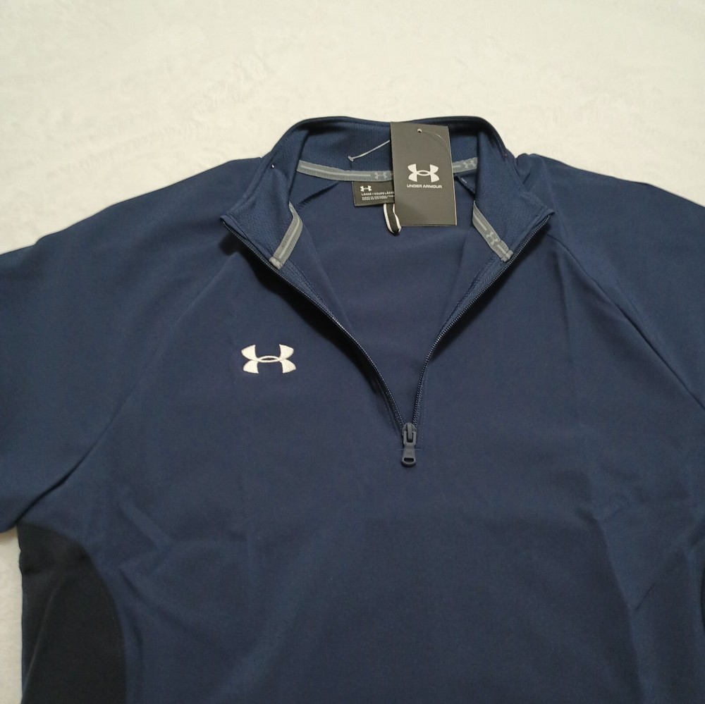 New Under Armour ¼ Zip Coach's Pullover Medium Navy Storm Tech Men's Squad