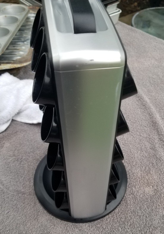 Keurig Pod Holder Rotating Storage Rack Black Silver Plastic for Coffee Machine