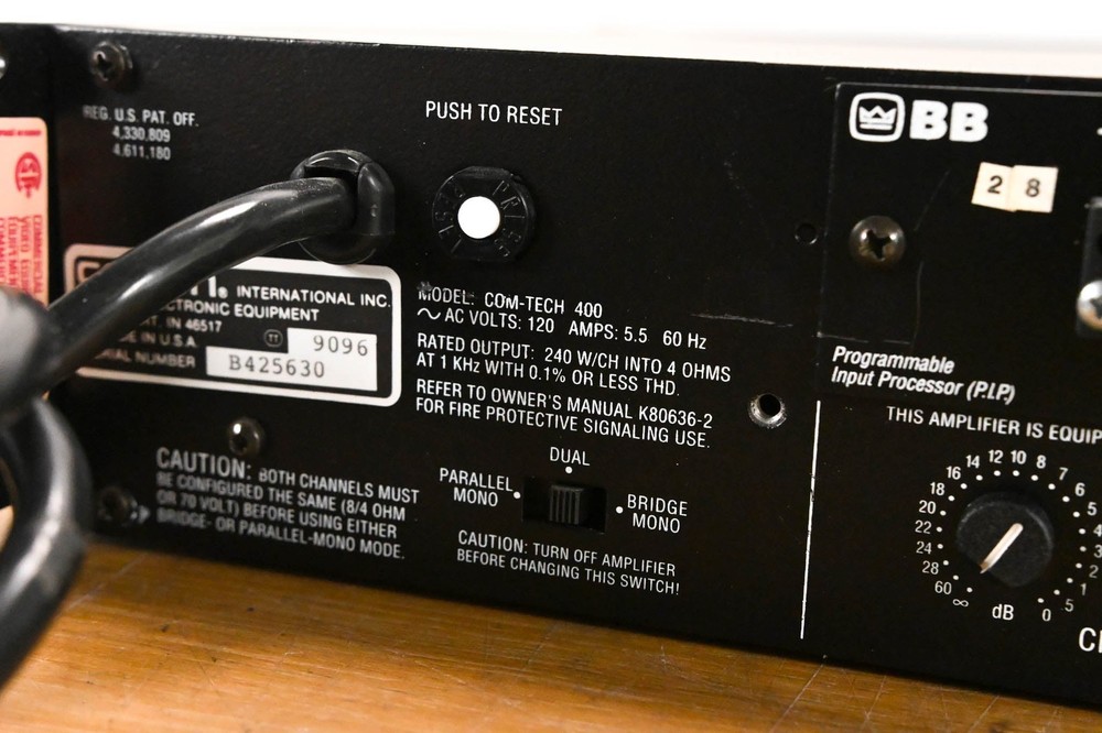 Crown Com-Tech 400 2-Channel Power Amplifier CG01ZTX