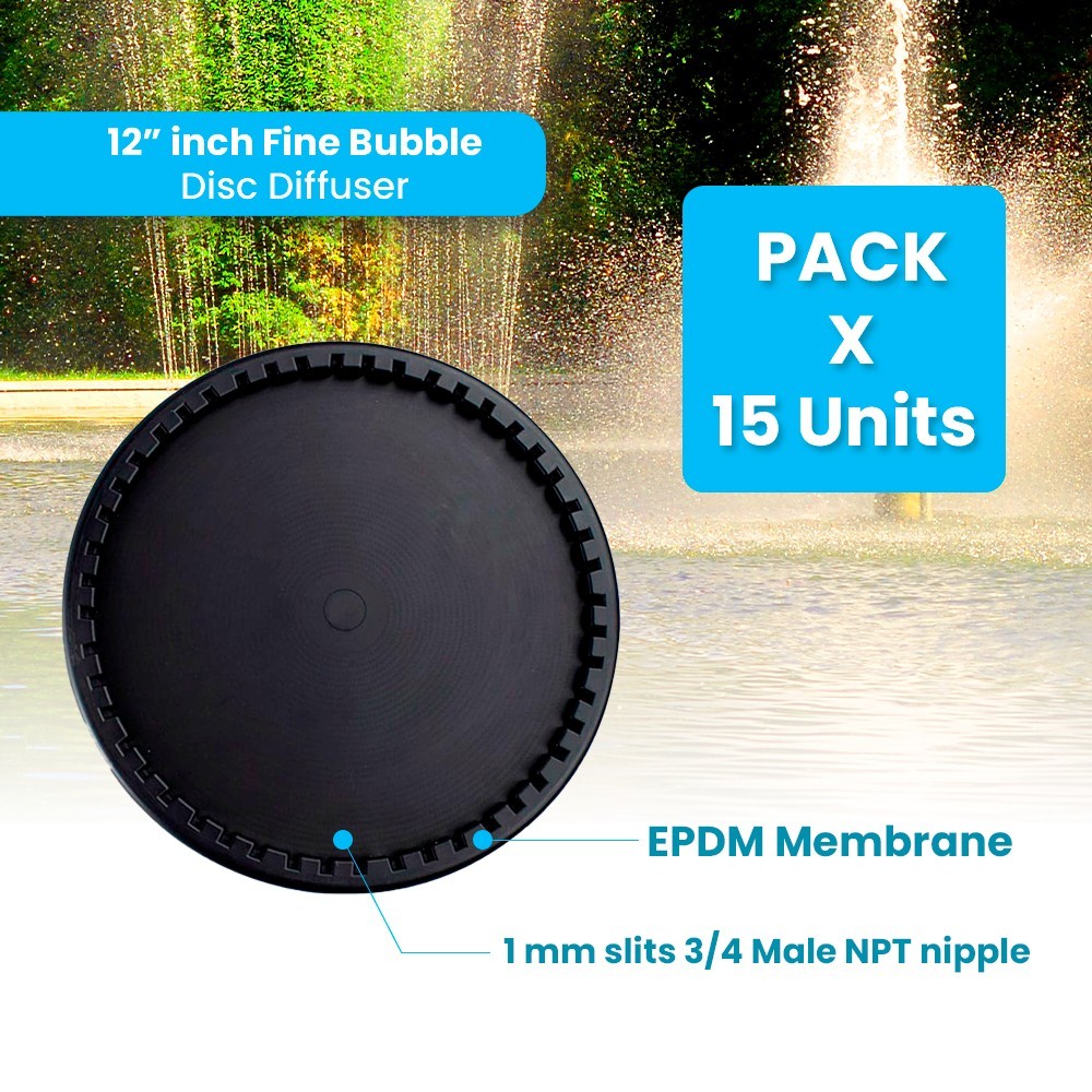 ECD350-E | 12” EPDM Fine Bubble Disc Diffuser | SSI Aeration Original (15 Pack)