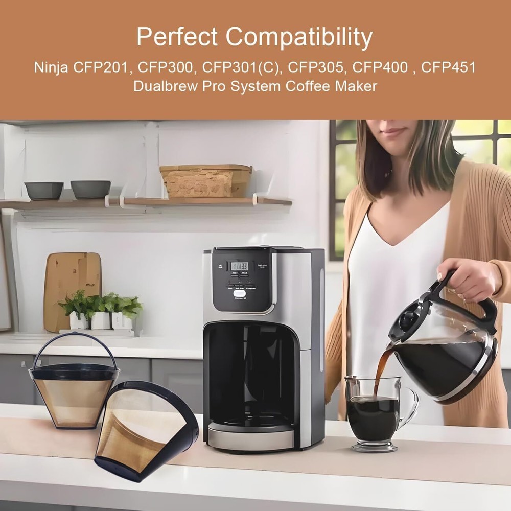 2Pcs Reusable Coffee Filter Basket, No.4 Cone Maker Filters, for...