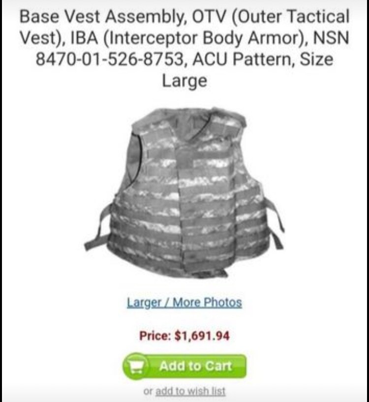 acu body armor vest