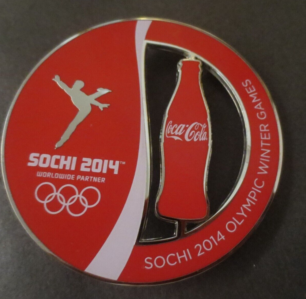 Coca-Cola Extra Large Sochi 2014  Worldwide Partner Winter Men Skating Pinback